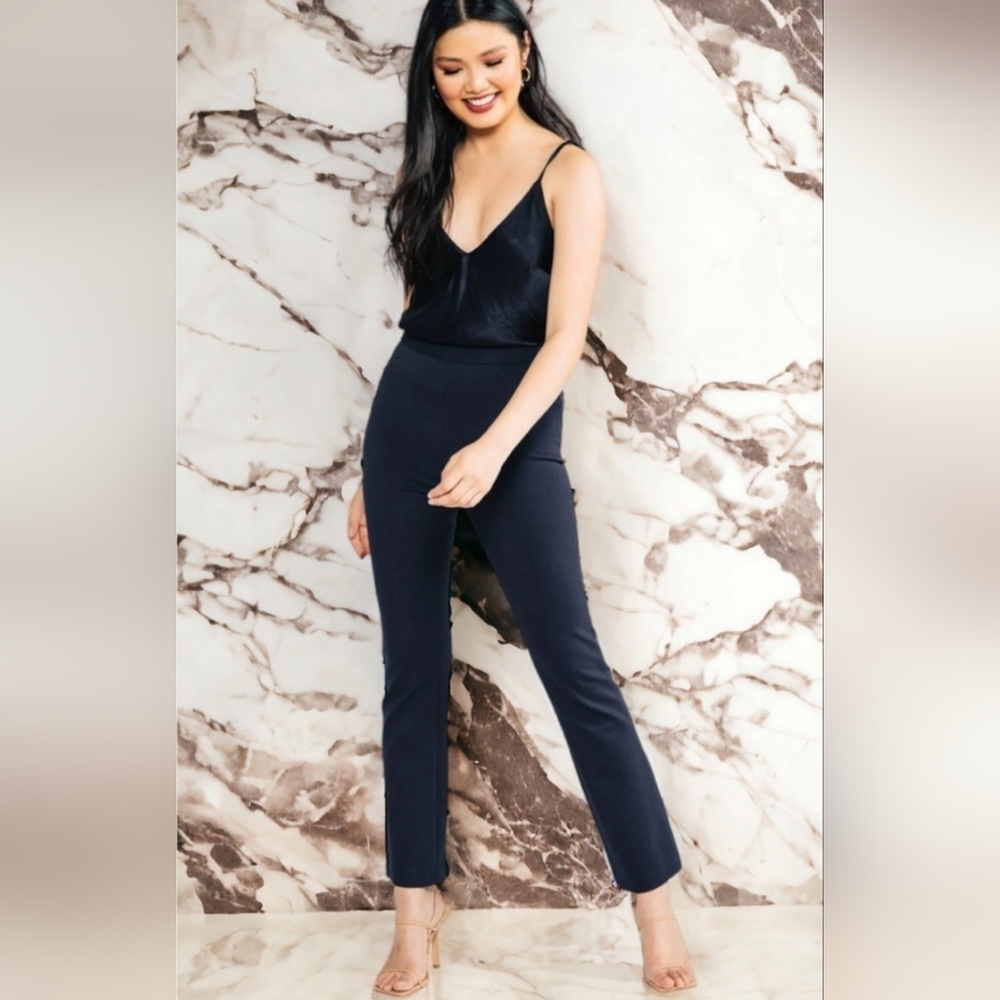 Chloe Kristyn Navy Brennan Straight Leg Ponte Trouser